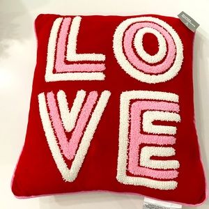 Valentine’s Day Red, Pink, White LOVE Square 14” Holiday Wedding Accent Pillow